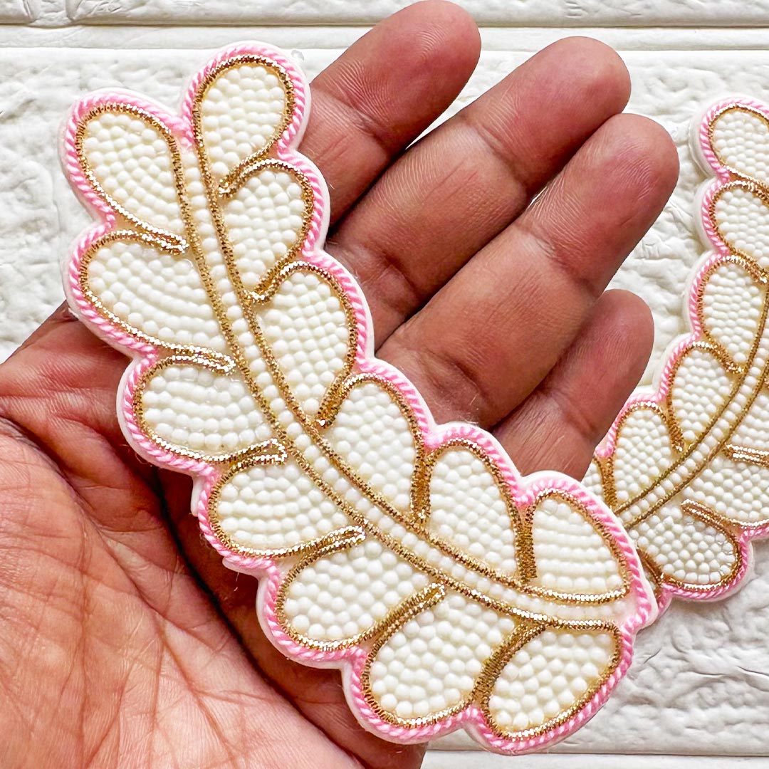 Beaded Leaf Patch | Pack of 4 for Diwali Festive DIY Art &amp; Craft Work