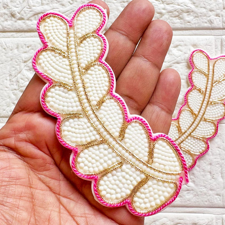 Beaded Leaf Patch | Pack of 4 for Diwali Festive DIY Art &amp; Craft Work