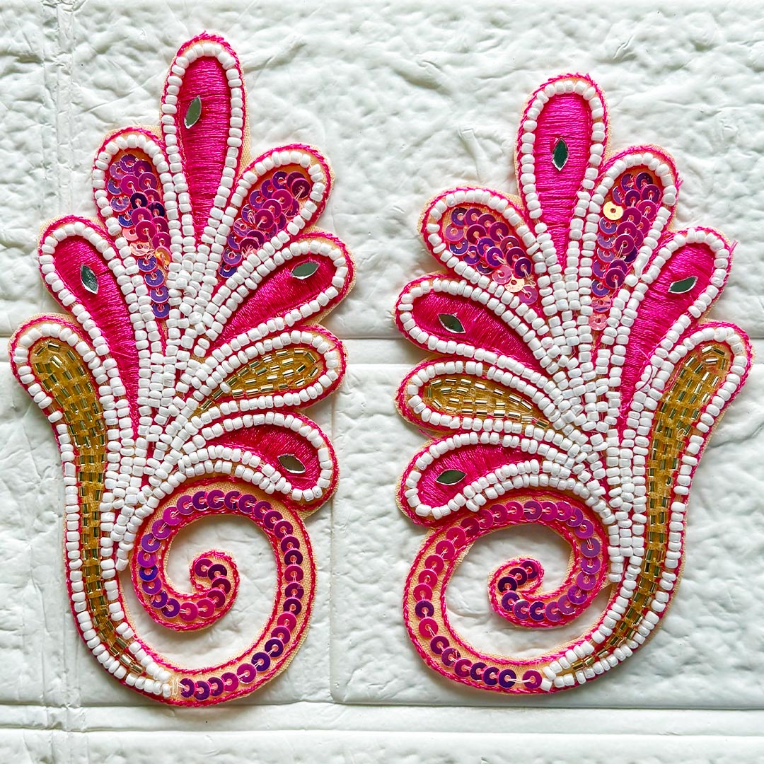 Leaf Beaded Patch | Pack of 4 for Diwali Festive DIY Art &amp; Craft Work