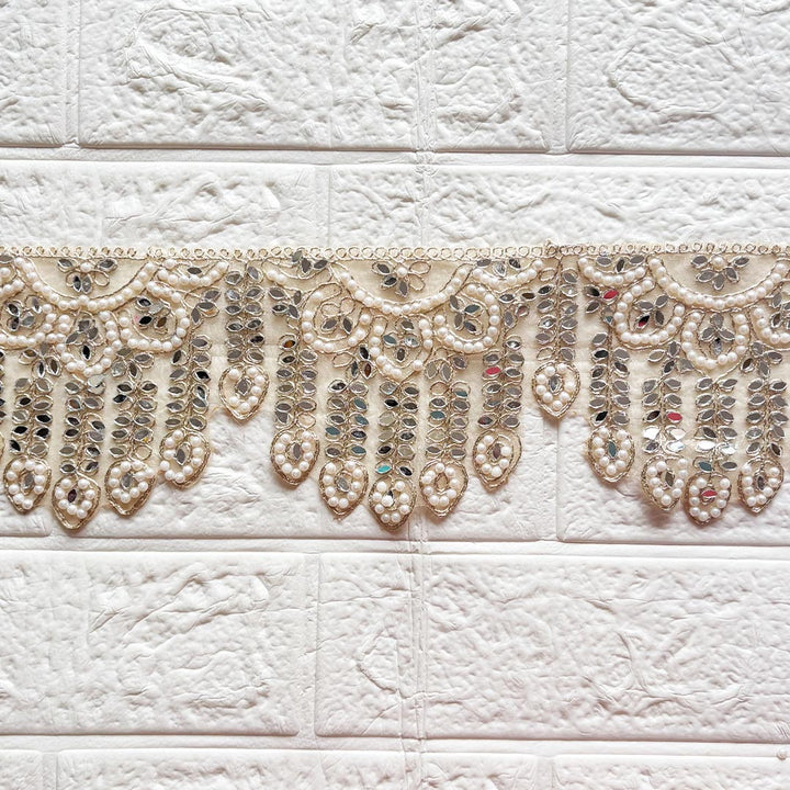 Mirror Bead Lace Wide Border D1 | Decorative Toran &amp; DIY Craft Work