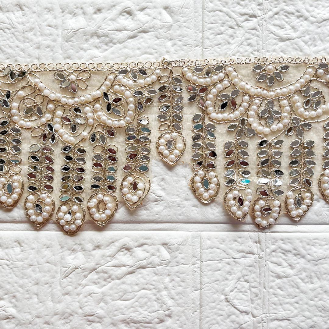 Mirror Bead Lace Wide Border D1 | Decorative Toran &amp; DIY Craft Work