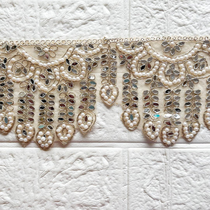 Mirror Bead Lace Wide Border D1 | Decorative Toran &amp; DIY Craft Work