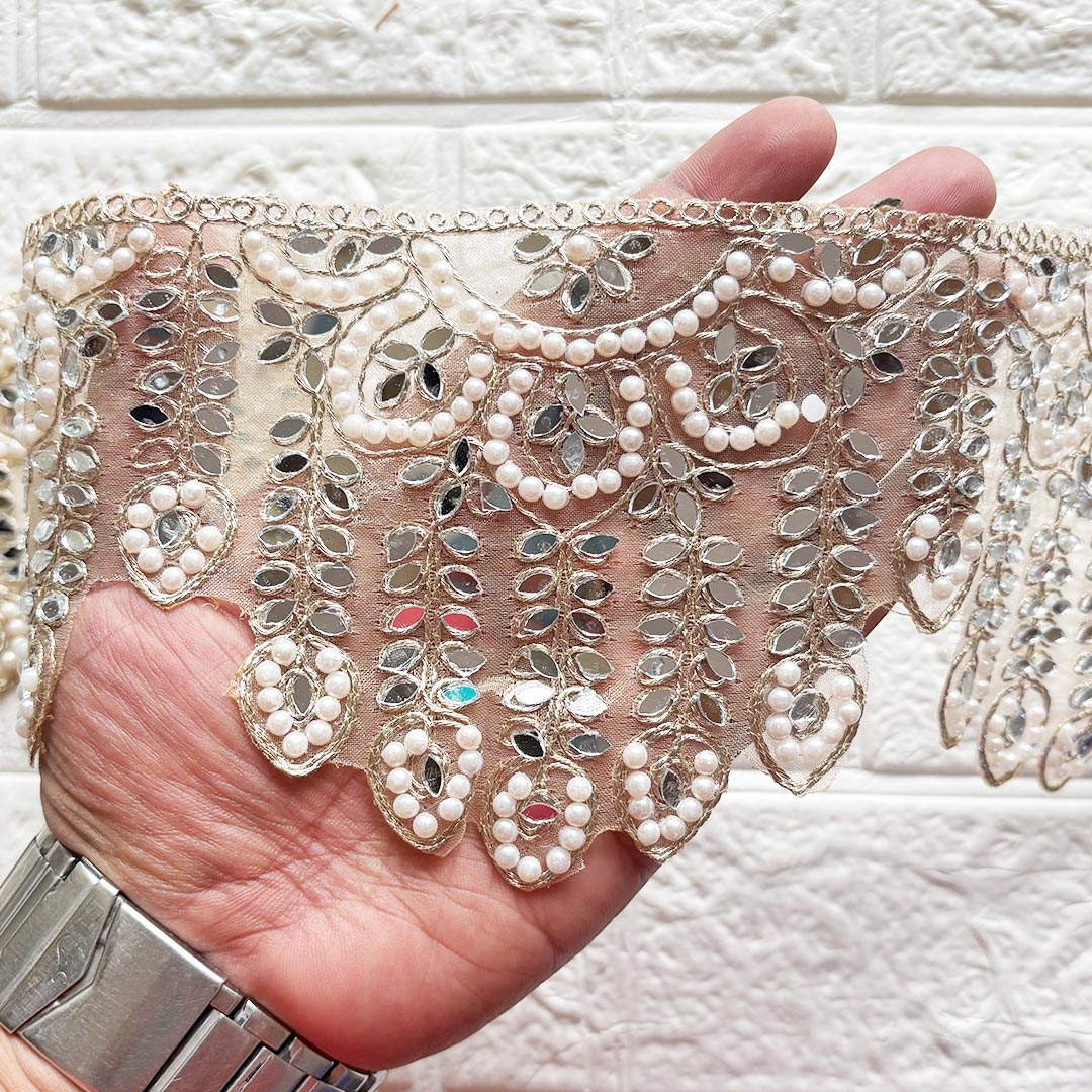 Mirror Bead Lace Wide Border D1 | Decorative Toran &amp; DIY Craft Work