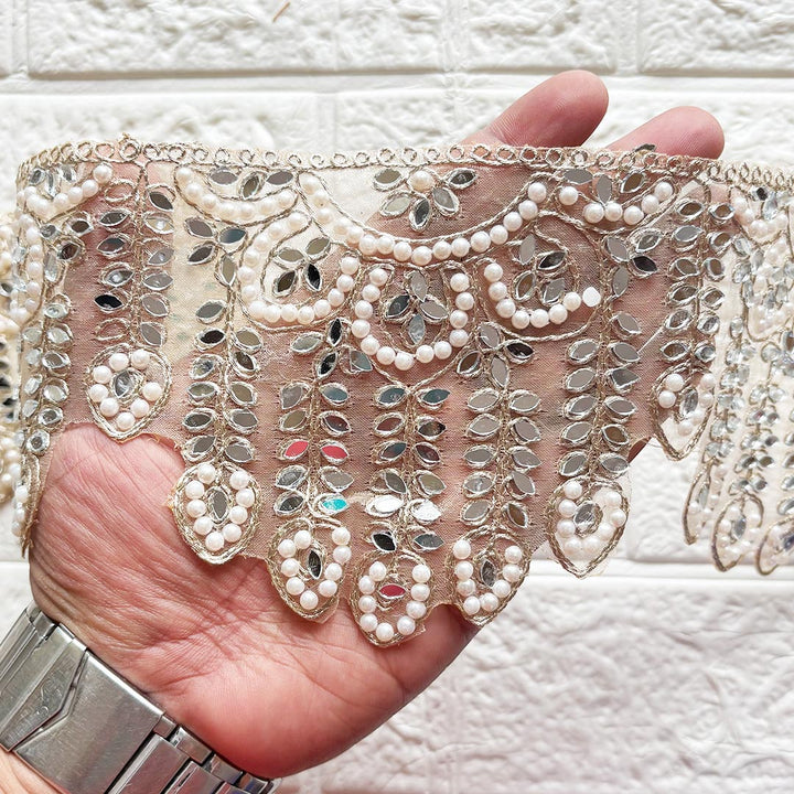 Mirror Bead Lace Wide Border D1 | Decorative Toran &amp; DIY Craft Work