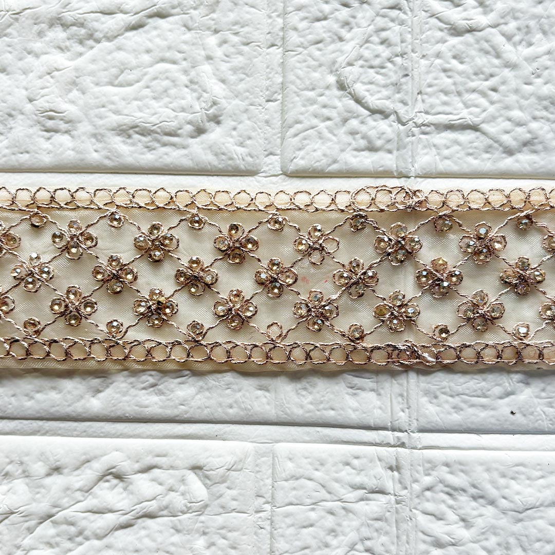 Golden Rhinestone Lace Wide Border | Decorative Toran &amp; DIY Craft Work