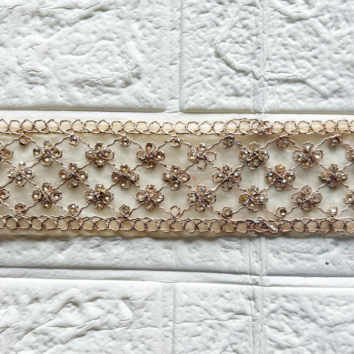 Golden Rhinestone Lace Wide Border | Decorative Toran &amp; DIY Craft Work