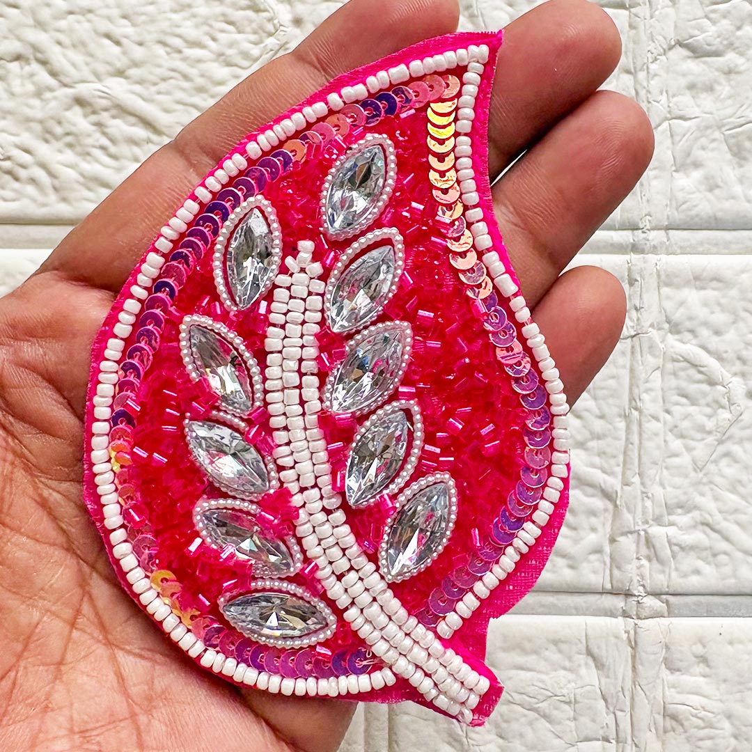 Beaded Sequins Leaf Patch | Pack of 4 for Diwali Festive DIY Art &amp; Craft Work