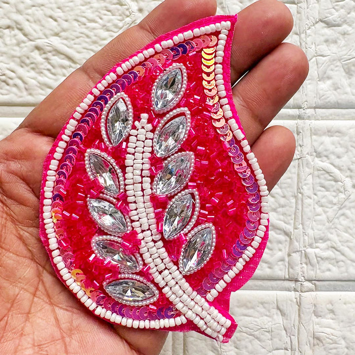 Beaded Sequins Leaf Patch | Pack of 4 for Diwali Festive DIY Art &amp; Craft Work