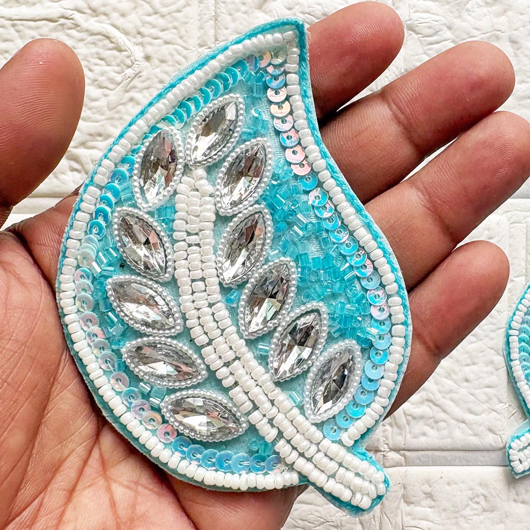 Beaded Sequins Leaf Patch | Pack of 4 for Diwali Festive DIY Art &amp; Craft Work