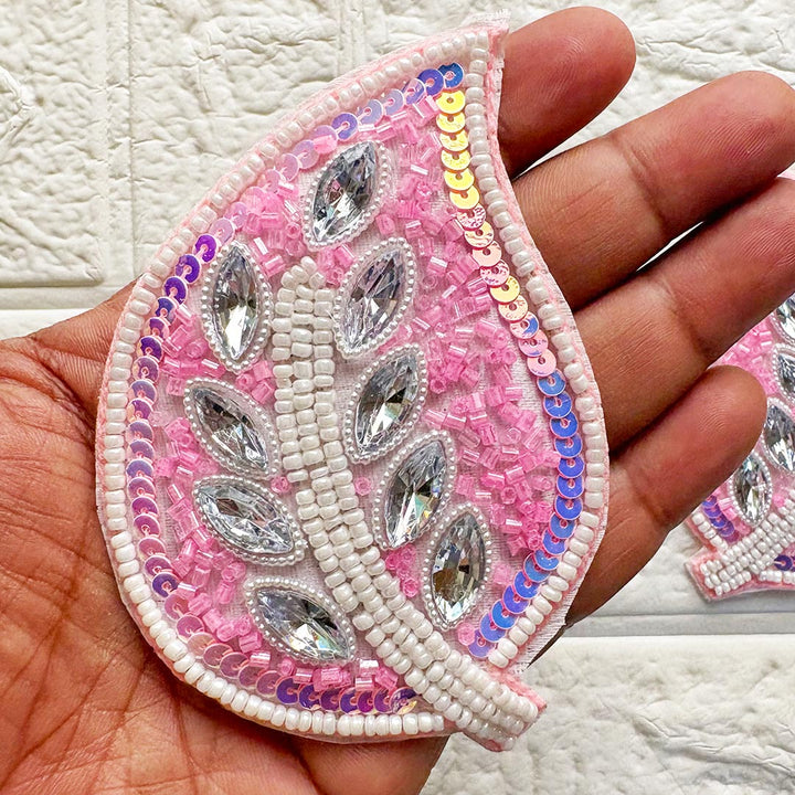 Beaded Sequins Leaf Patch | Pack of 4 for Diwali Festive DIY Art &amp; Craft Work