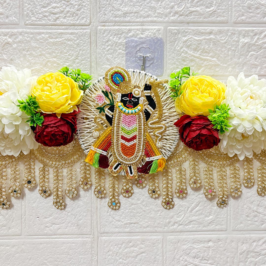 Shrinathji Shubh Labh Toran for Home &amp; Office Entrance | Mandir Decoration | Decorative Door Hanging Bandanwar