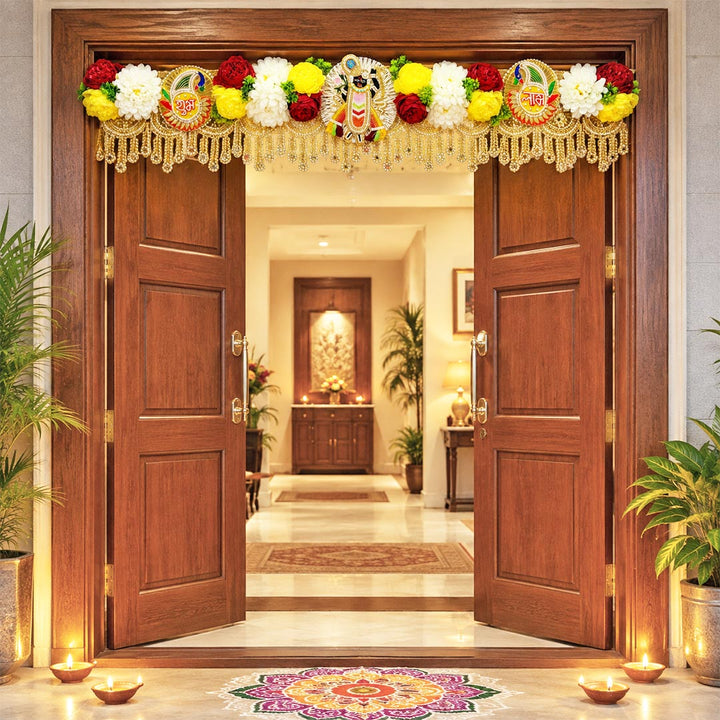 Shrinathji Shubh Labh Toran for Home &amp; Office Entrance | Mandir Decoration | Decorative Door Hanging Bandanwar
