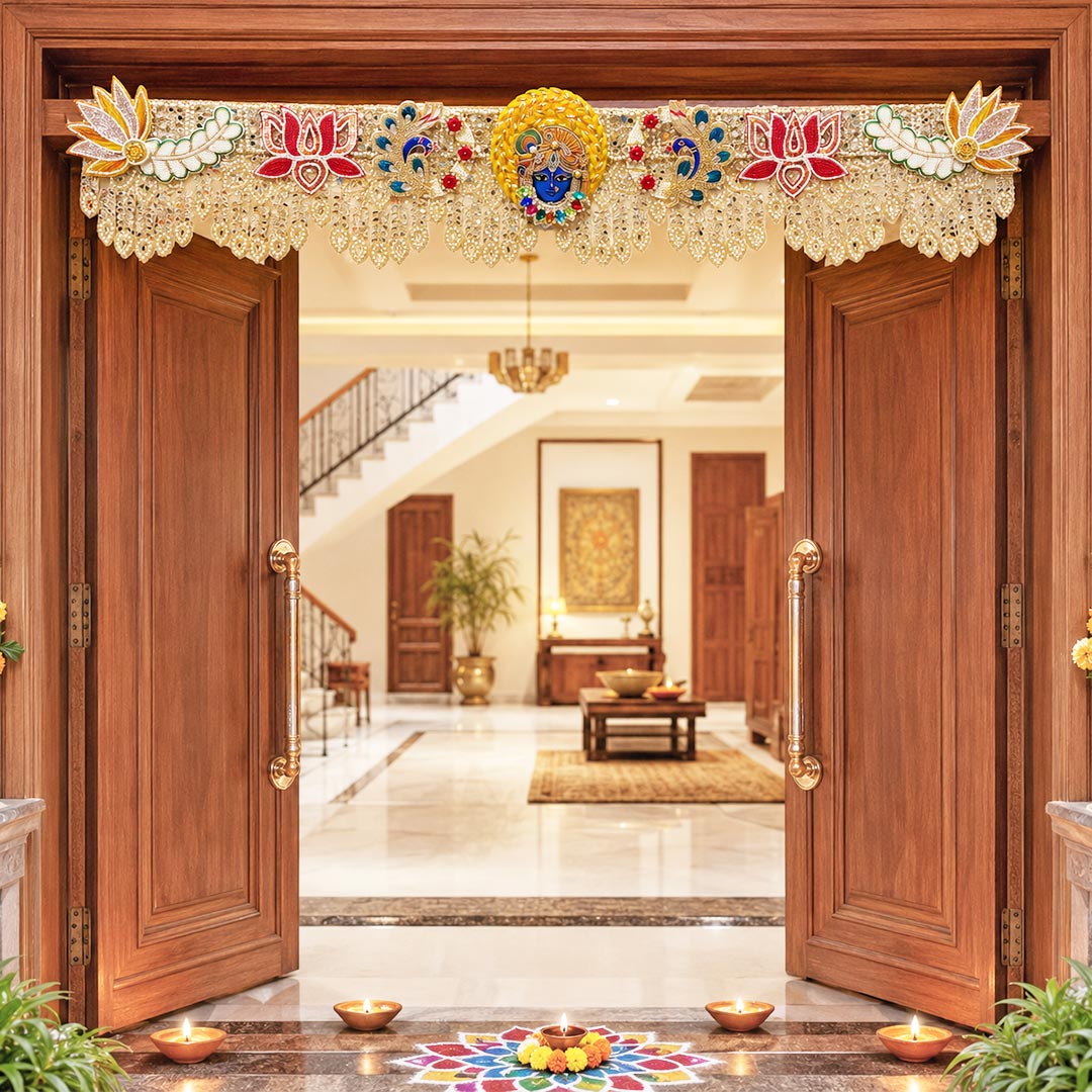 Shrinathji Toran for Home &amp; Office Entrance | Mandir Decoration | Decorative Door Hanging Bandanwar
