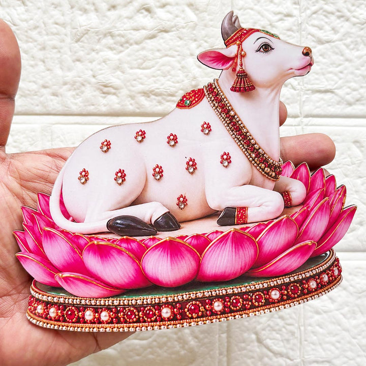 Cow on Lotus printed mdf Cutout Pack of 4 | DIY Decoration, Toran, Bandhanwar | size 6 inch