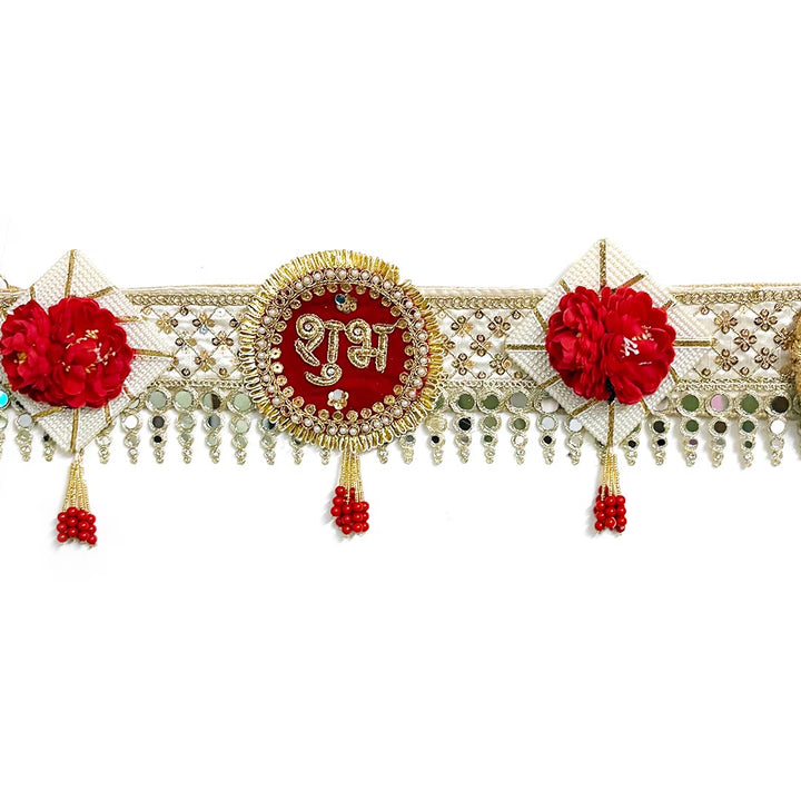 Shubh Labh Mirror Lace Toran for Home &amp; Office Entrance | Mandir Decoration | Decorative Door Hanging Bandanwar