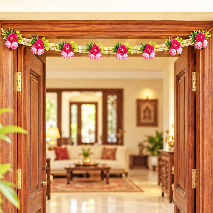 Pearl Beads Peonies Toran for Home &amp; Office Entrance | Mandir Decoration | Decorative Door Hanging Bandanwa