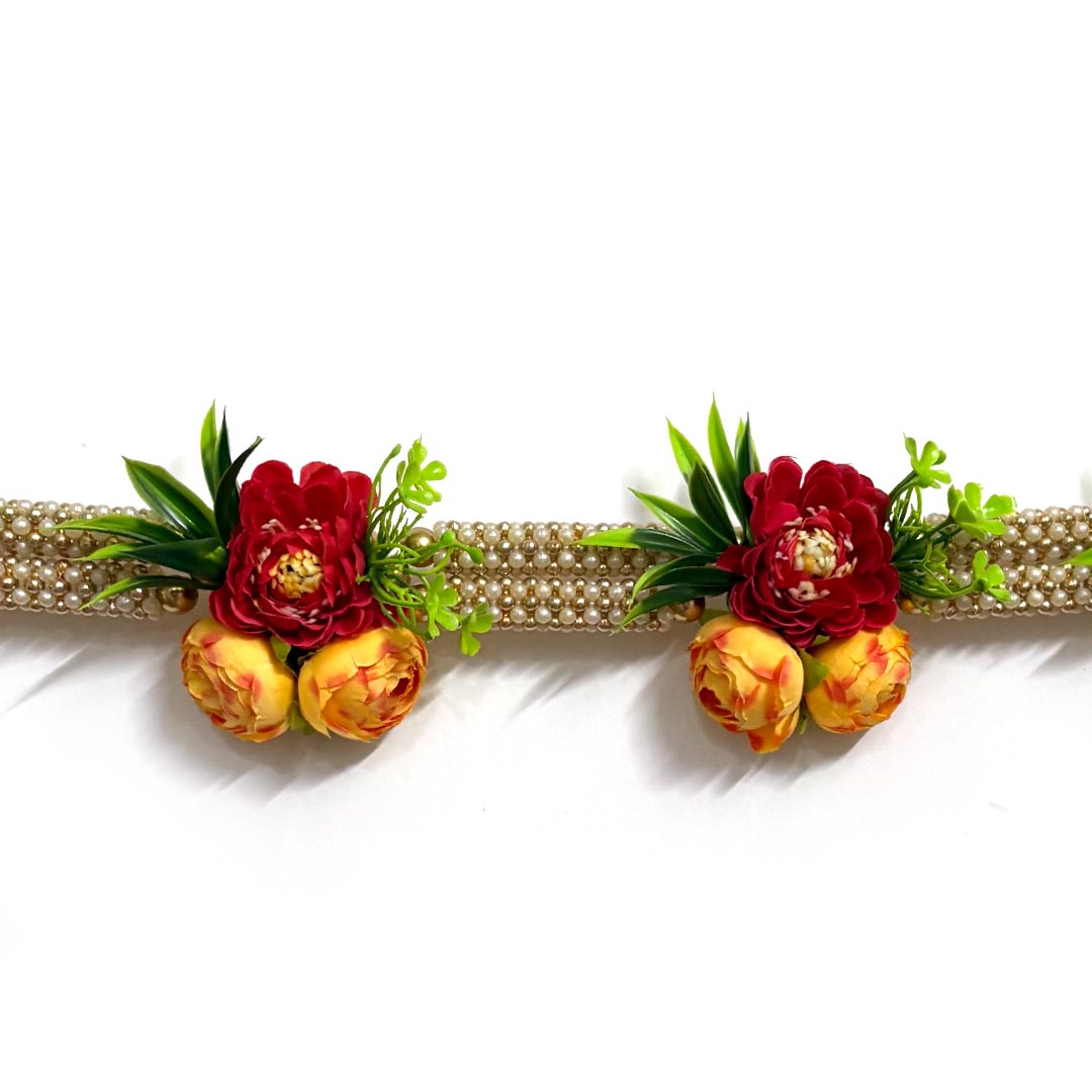 Pearl Beads Yellow Peonies Toran for Home &amp; Office Entrance | Mandir Decoration | Decorative Door Hanging Bandanwar