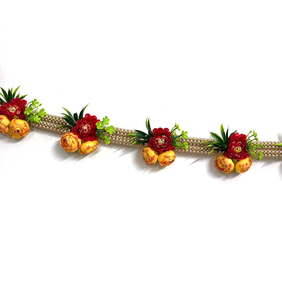 Pearl Beads Yellow Peonies Toran for Home &amp; Office Entrance | Mandir Decoration | Decorative Door Hanging Bandanwar