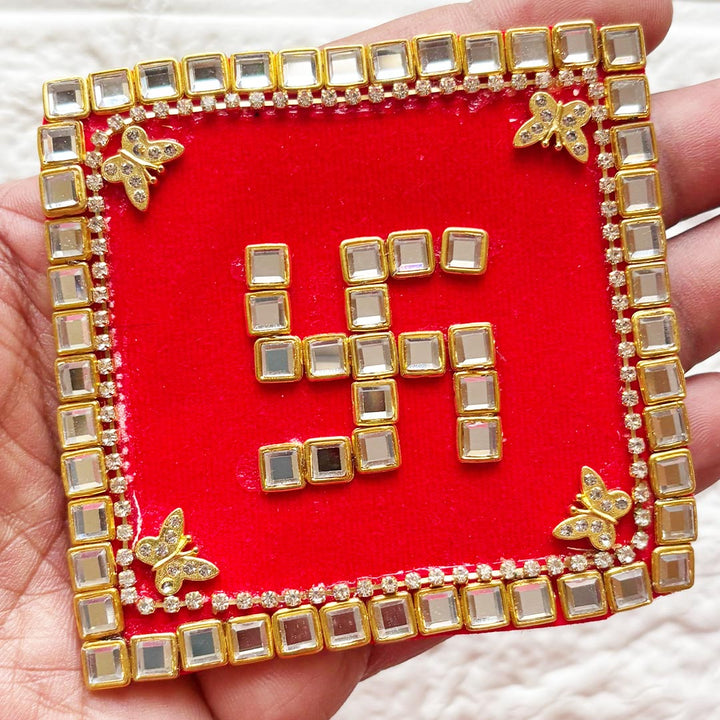 Square Swastik Patch pack of 4 for Diwali Festive DIY Art &amp; Craft Work | Size 4 Inch
