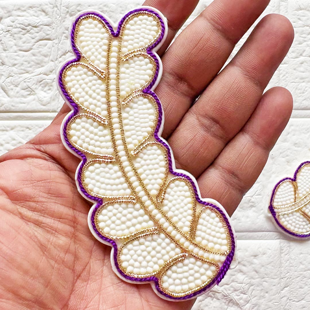 Beaded Leaf Patch | Pack of 4 for Diwali Festive DIY Art &amp; Craft Work