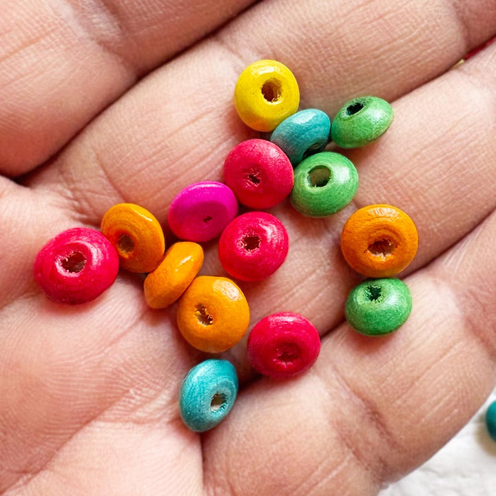 Multicolour Doughnut Wooden Beads for Braclet, Jewelery, Bag Making DIY Art & Craft