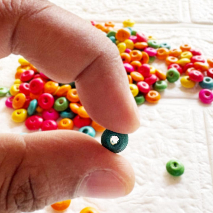 Multicolour Doughnut Wooden Beads for Braclet, Jewelery, Bag Making DIY Art & Craft