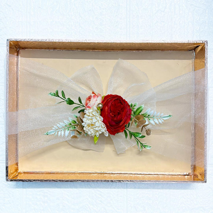 Red Flower Bunch with Net Band pack of 2 for Trousseau, Gift Packing & Festive Decor