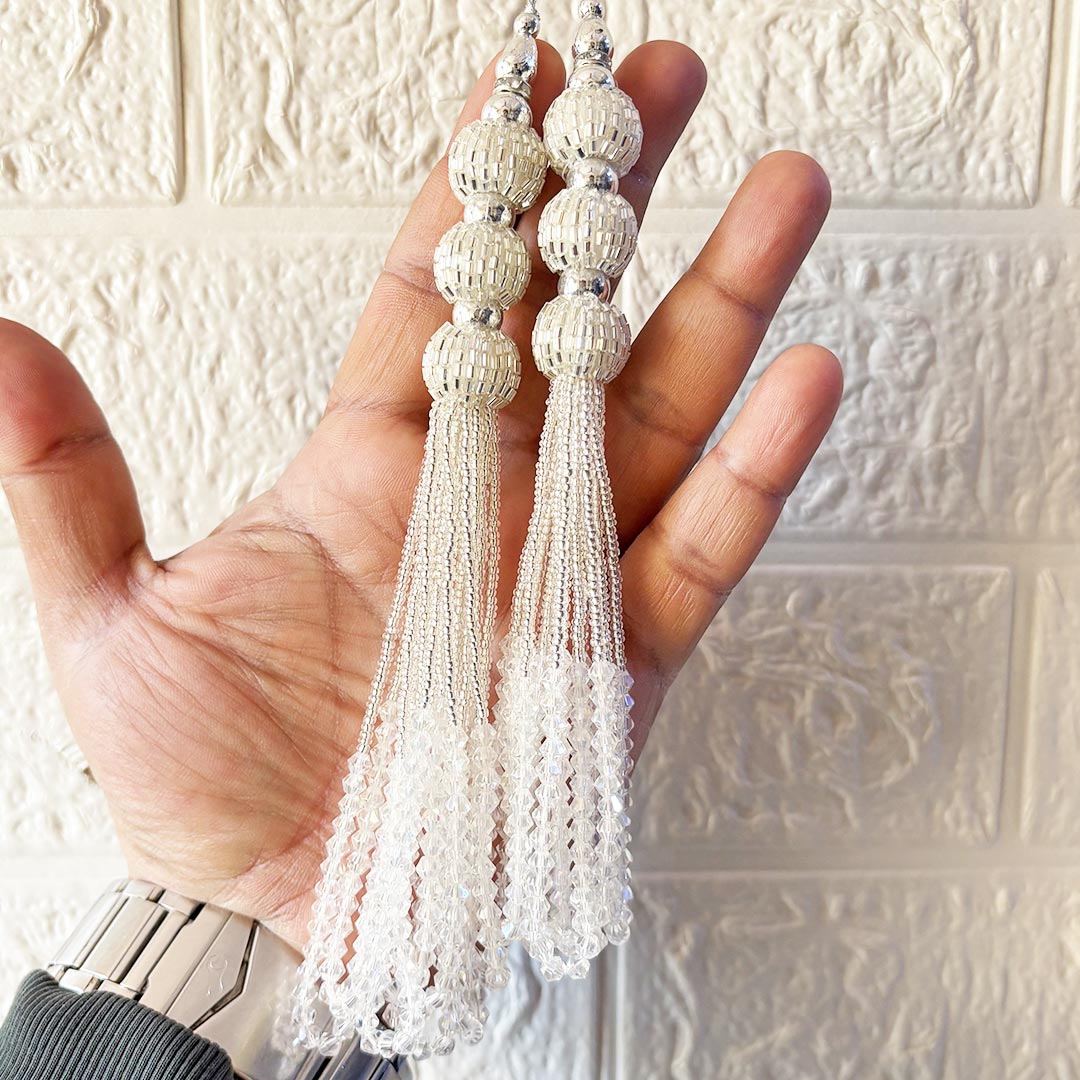 3 Cutdana Latkan Tassel Pack of 2 for Saree Pallu, Blouse, Suits, Dupatta, Lehenga