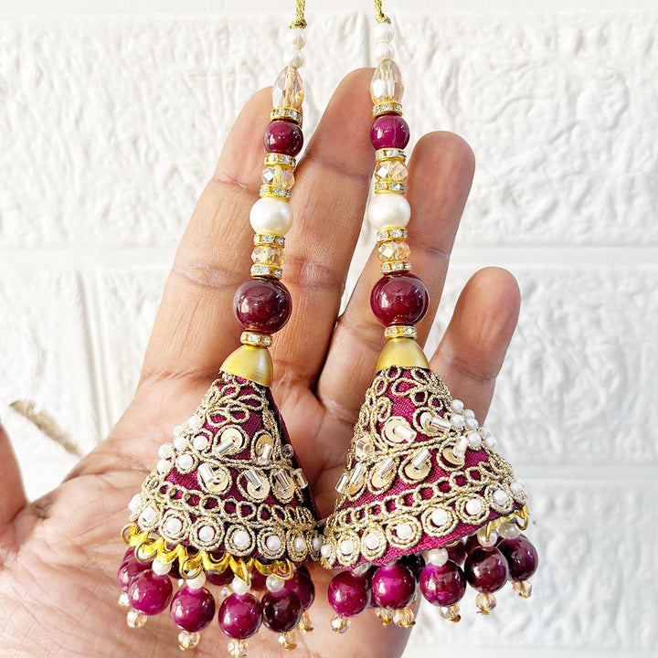 Handmade cone beads Latkan Tassel pack of 2 for Saree Pallu, Blouse, Suits, Dupatta, Lehenga decor