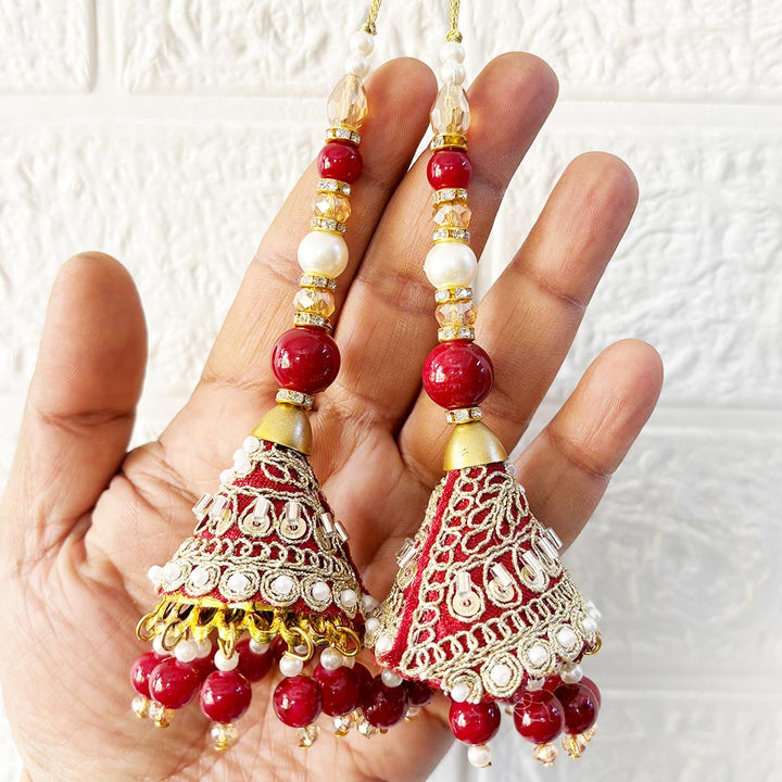Handmade cone beads Latkan Tassel pack of 2 for Saree Pallu, Blouse, Suits, Dupatta, Lehenga decor