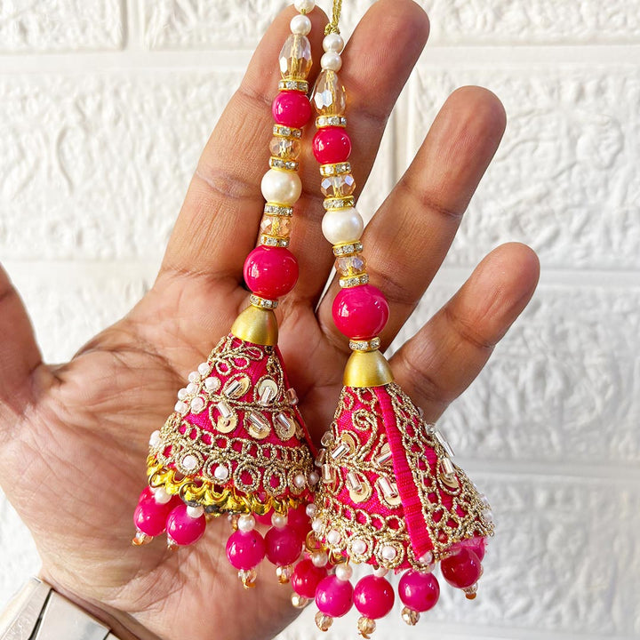 Handmade cone beads Latkan Tassel pack of 2 for Saree Pallu, Blouse, Suits, Dupatta, Lehenga decor