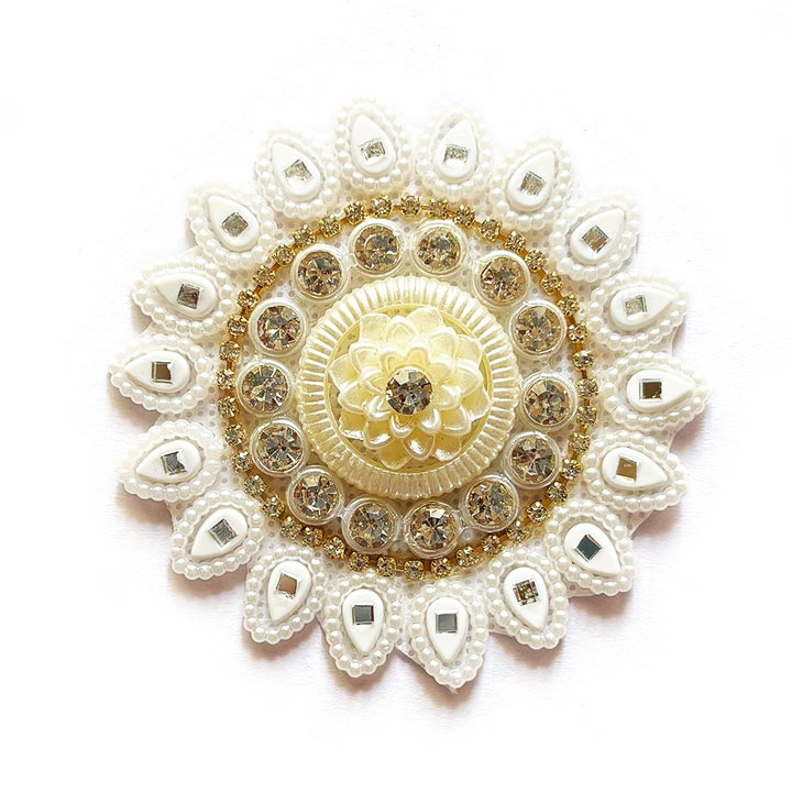 White Floral Rhinestone Patch Pack of 10 For Saree, Blouse, Dupatta and DIY art & Craft