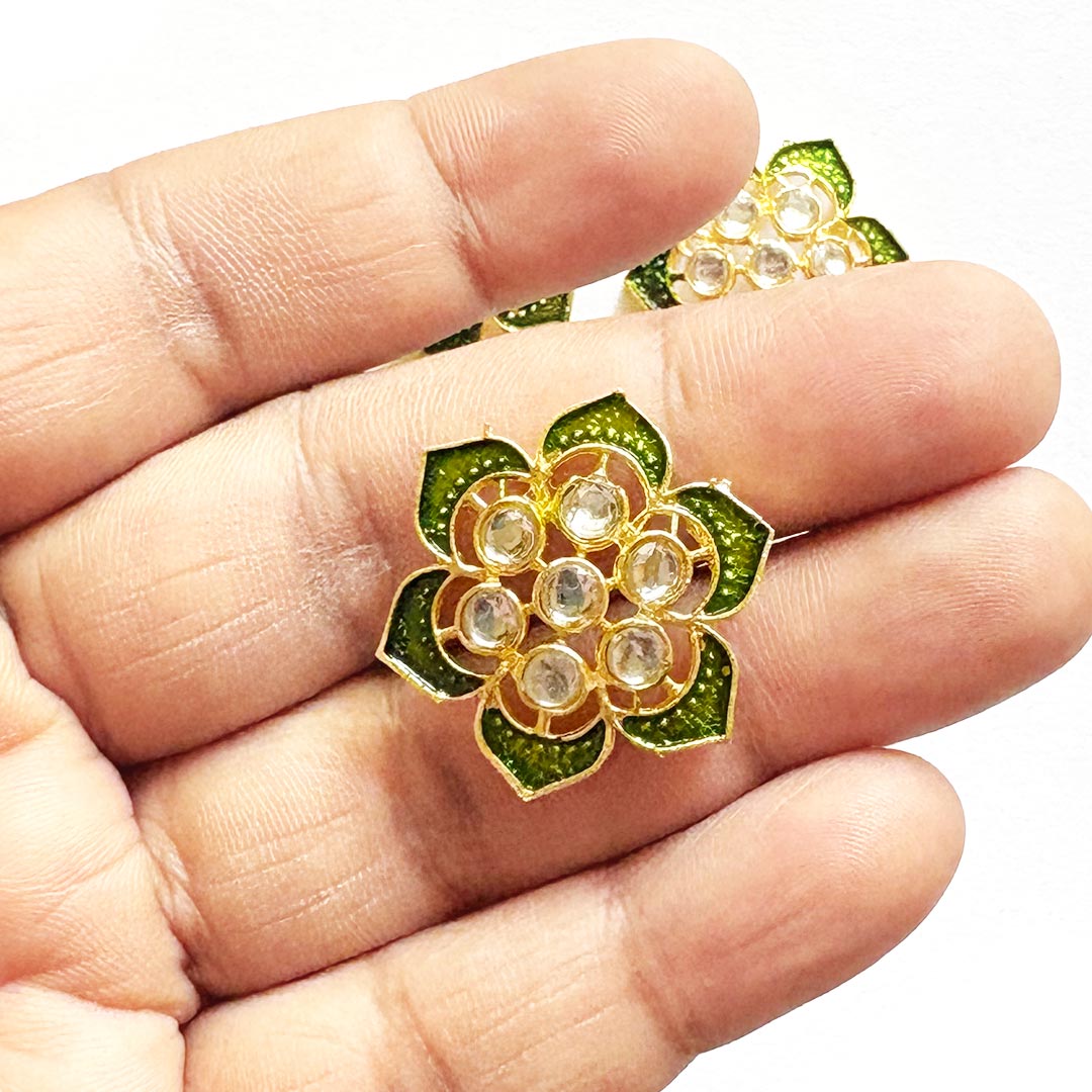 Flower Shape Kundan Connector Pack of 10 for Jewelry Making | Adikala Craft