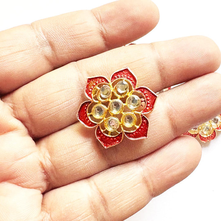 Flower Shape Kundan Connector Pack of 10 for Jewelry Making | Adikala Craft