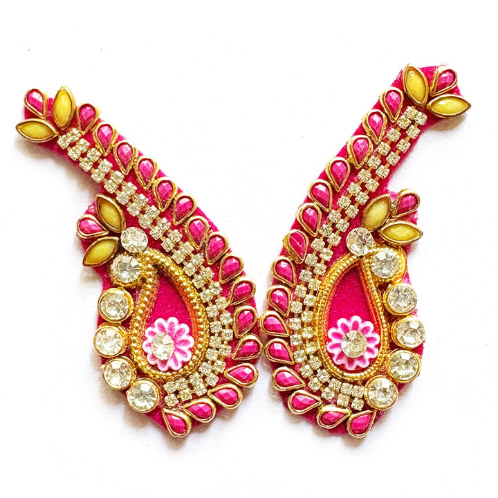 Ganesha's trunk Velvet Rhinestone Patch Pack of 10 For Saree, Blouse, Dupatta and DIY art & Craft