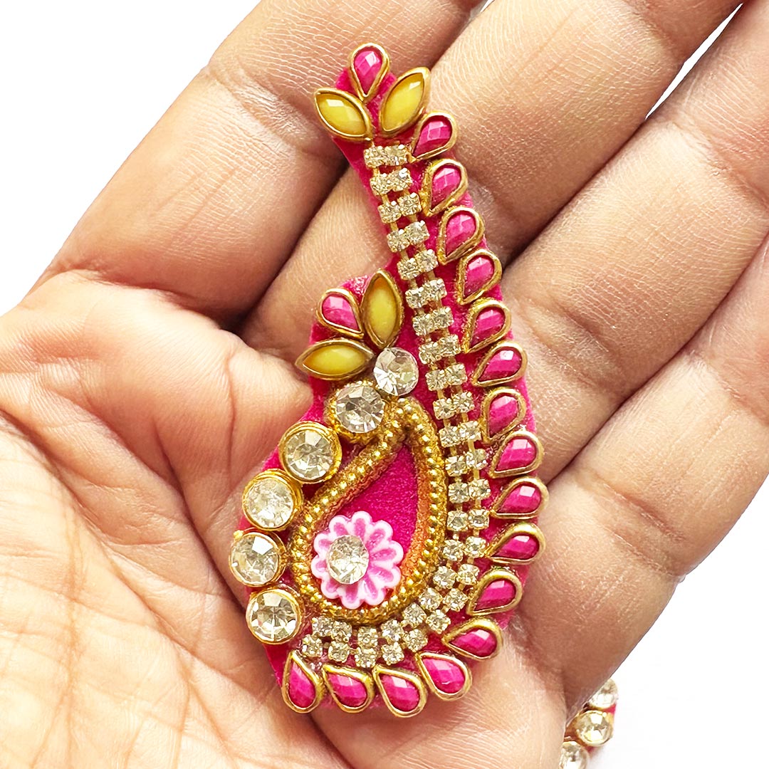 Ganesha's trunk Velvet Rhinestone Patch Pack of 10 For Saree, Blouse, Dupatta and DIY art & Craft