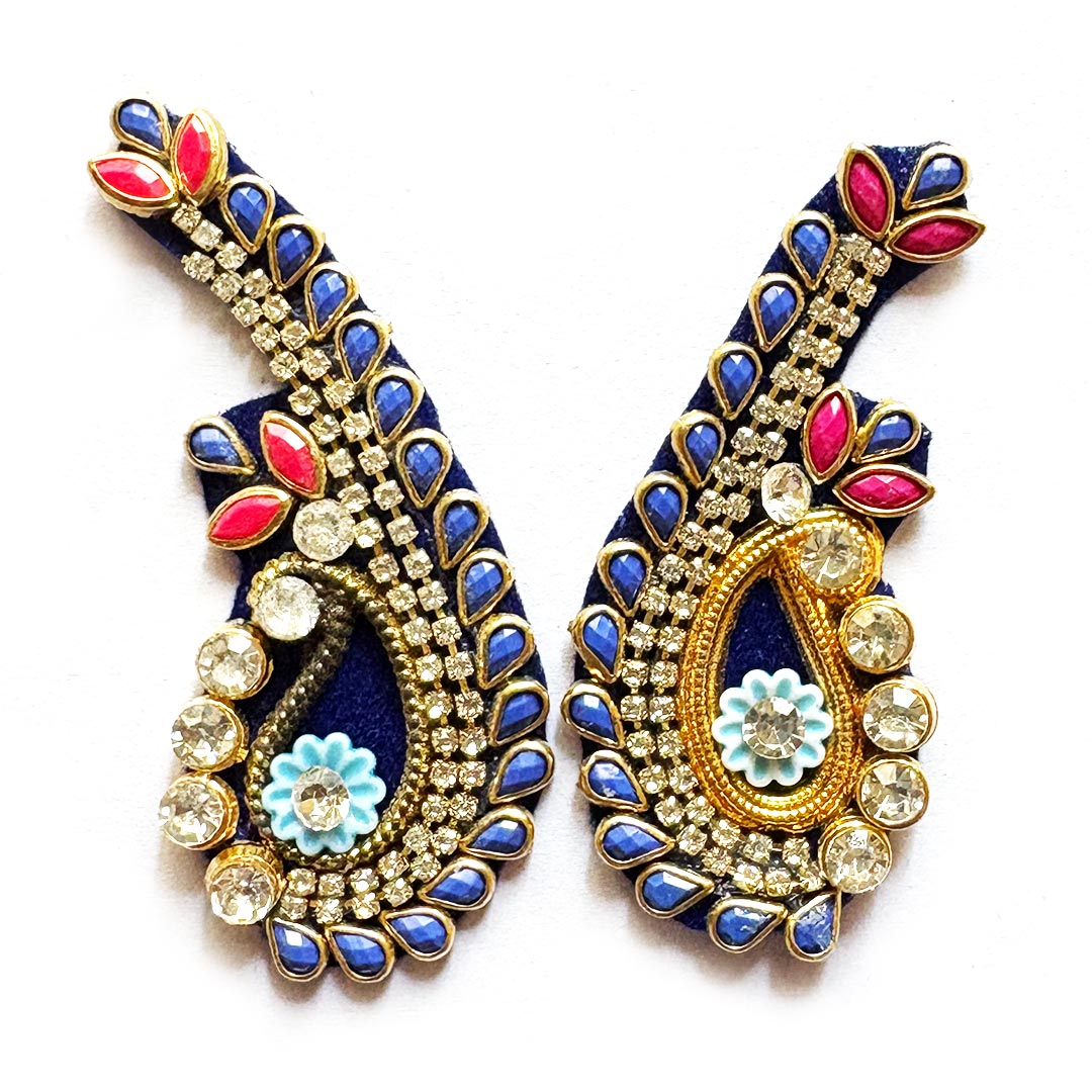 Ganesha's trunk Velvet Rhinestone Patch Pack of 10 For Saree, Blouse, Dupatta and DIY art & Craft