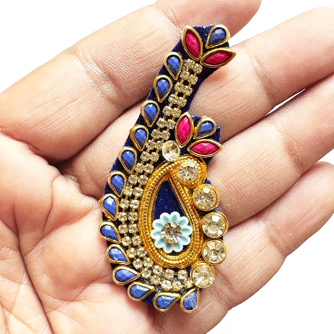 Ganesha's trunk Velvet Rhinestone Patch Pack of 10 For Saree, Blouse, Dupatta and DIY art & Craft