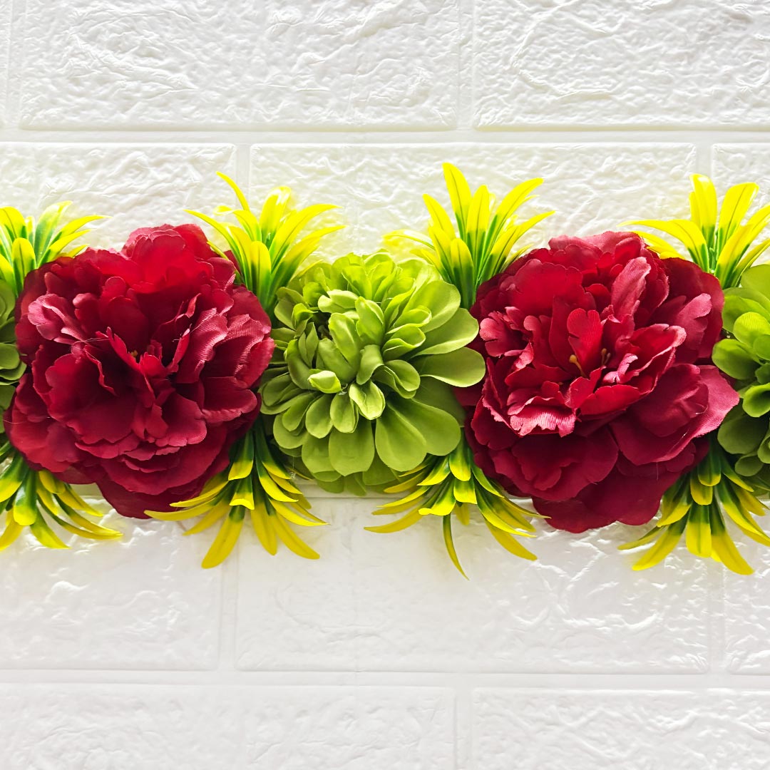 Maroon & Green Floral Toran Hanging for Home & Office Entrance | Mandir Door Hanging Bandanwar