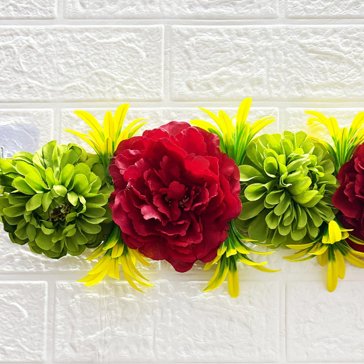 Maroon & Green Floral Toran Hanging for Home & Office Entrance | Mandir Door Hanging Bandanwar