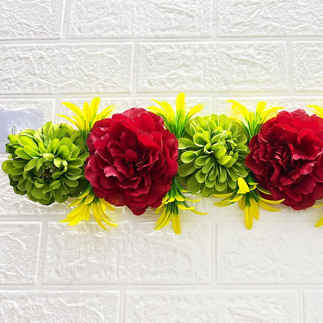 Maroon & Green Floral Toran Hanging for Home & Office Entrance | Mandir Door Hanging Bandanwar