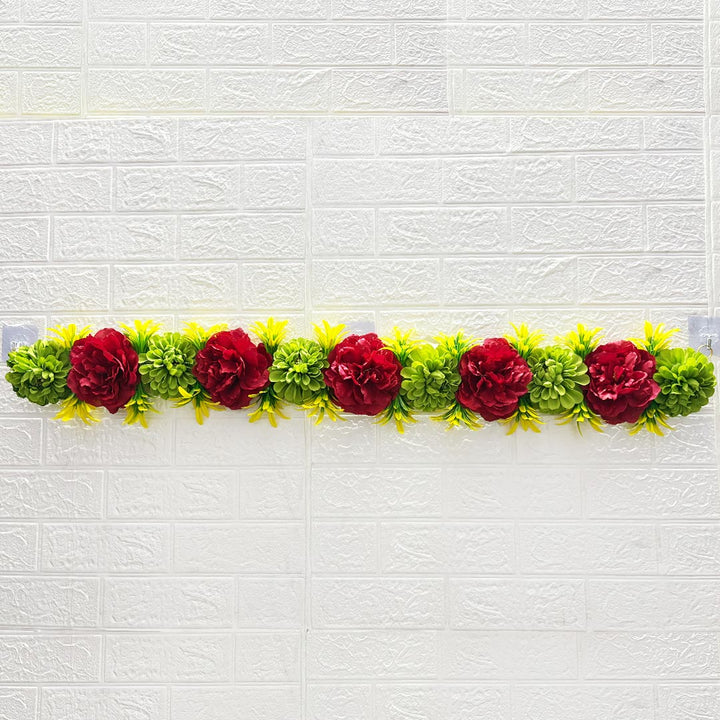 Maroon & Green Floral Toran Hanging for Home & Office Entrance | Mandir Door Hanging Bandanwar