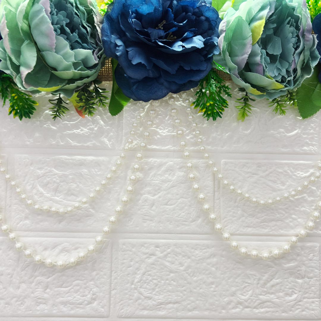 Blue Floral Toran with Beads Hanging for Home & Office Entrance | Mandir Door Hanging Bandanwar