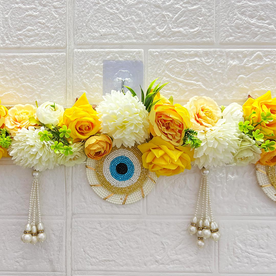 Yellow Floral Toran Hanging for Home & Office Entrance | Mandir Door Hanging Bandanwar