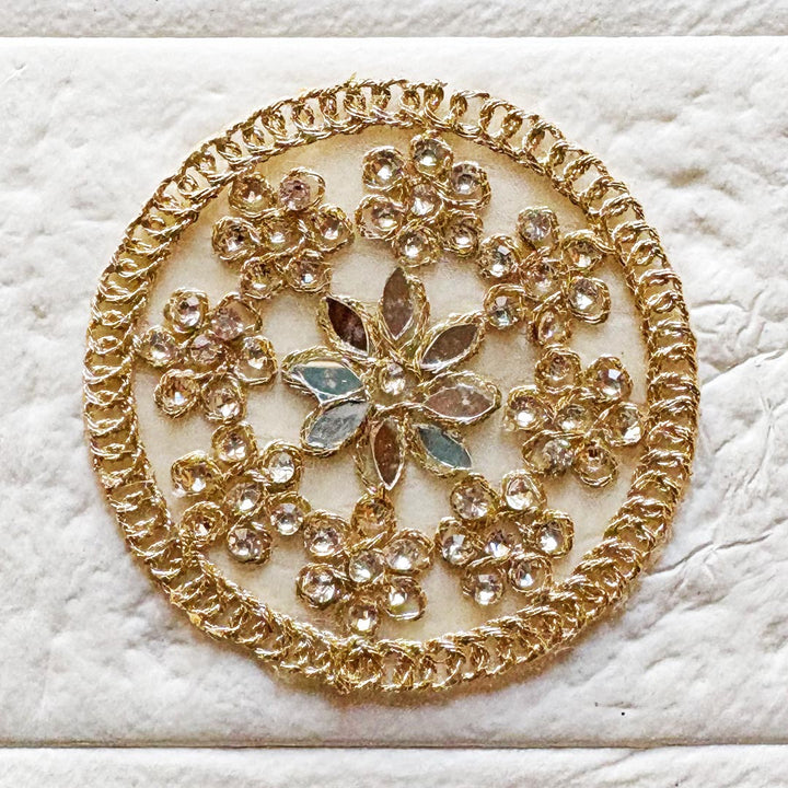 Round Mirror Rhinestone Patch Pack of 10 For Saree, Blouse, Dupatta and DIY art & Craft