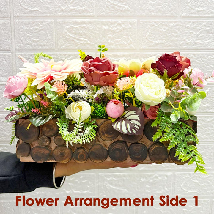 Maroon Decorative flower Wooden centerpieces For wedding, Party & home table decor