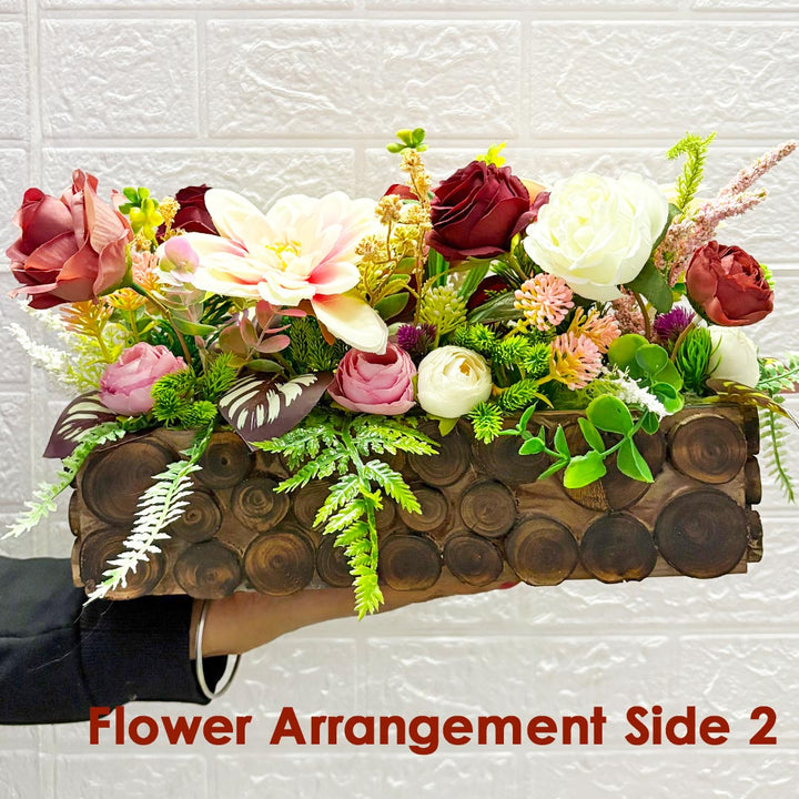 Maroon Decorative flower Wooden centerpieces For wedding, Party & home table decor