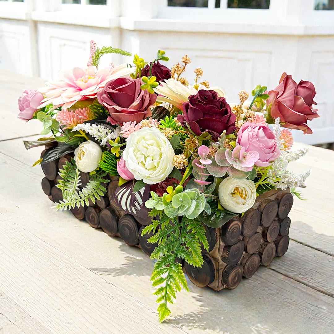 Maroon Decorative flower Wooden centerpieces For wedding, Party & home table decor