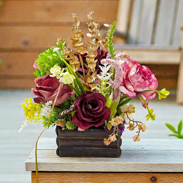 Maroon Decorative flower Wooden centerpieces D1 For wedding, Party & home table decor
