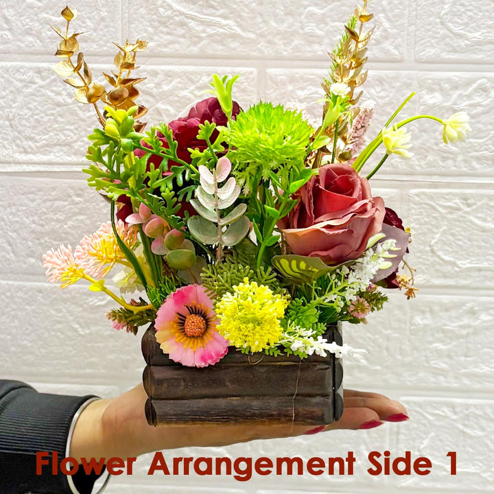 Maroon Decorative flower Wooden centerpieces D1 For wedding, Party & home table decor